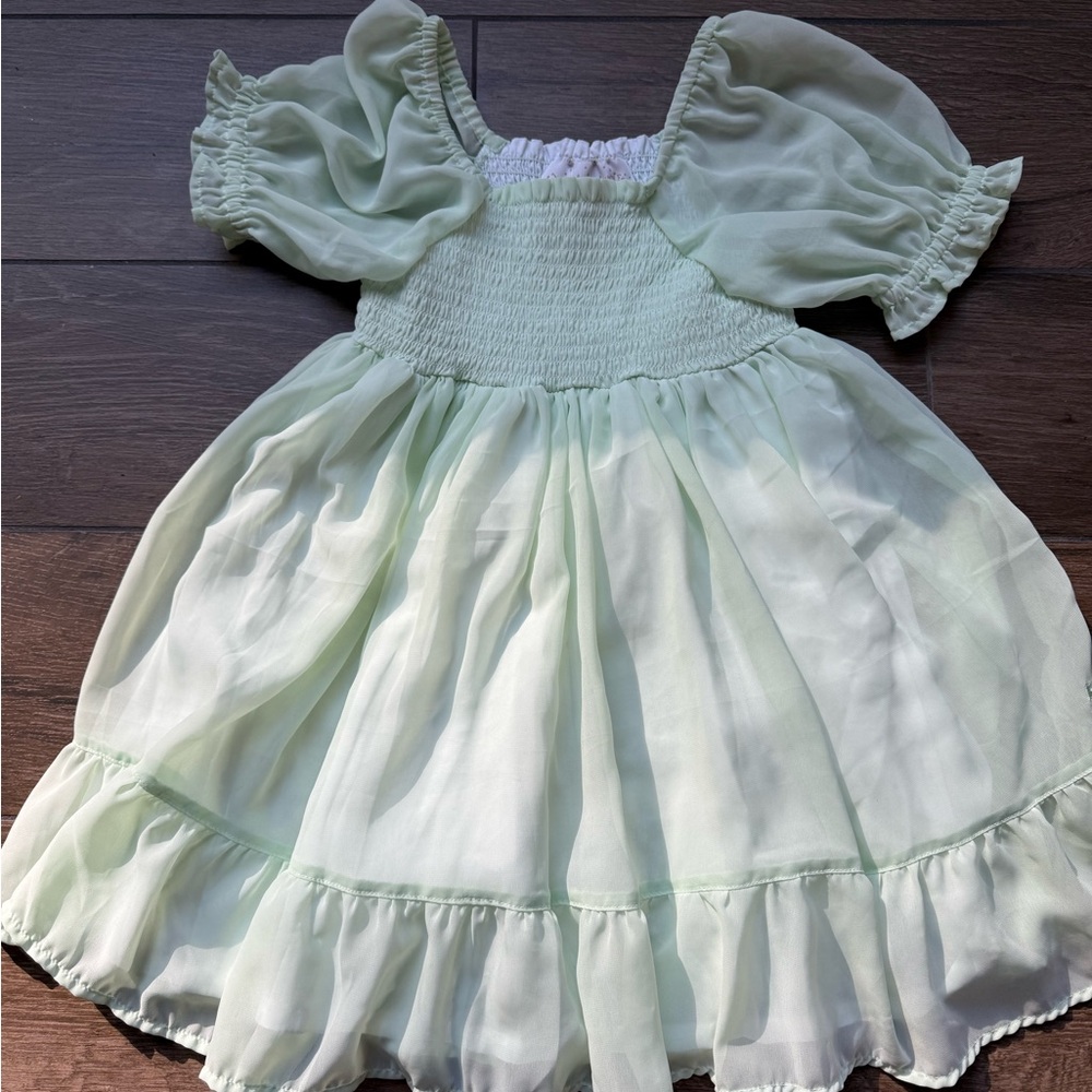 Well Dressed Wolf Light Green Dress with Puff Sleeves